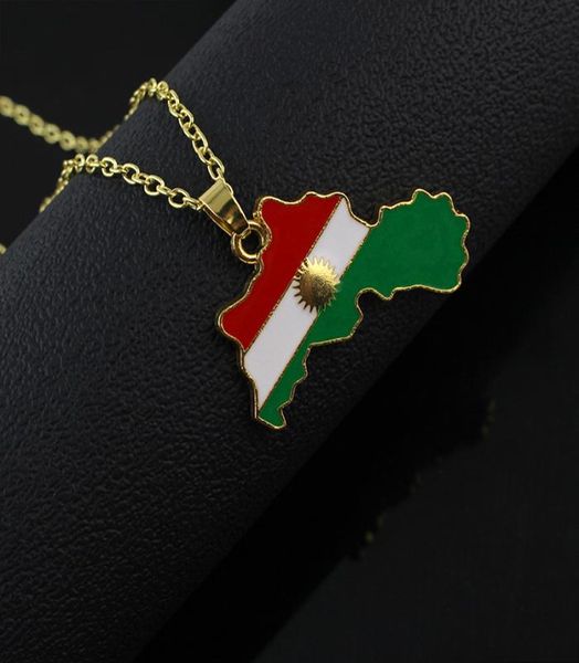 

new kurdistan region map necklaces kurdish 18k gold plated enamel kurds pendant chain jewelry for women men halskette8853182, Silver