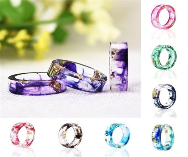 

fashion handmade resin rings for women lovers gifts gold foil paper dry flower inside statement ring4312803, Silver