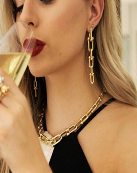 

2020 gothic u chains earrings for women vintage geometric earrings femme brincos chain tassel earring punk jewelry party bijoux3404191, Silver