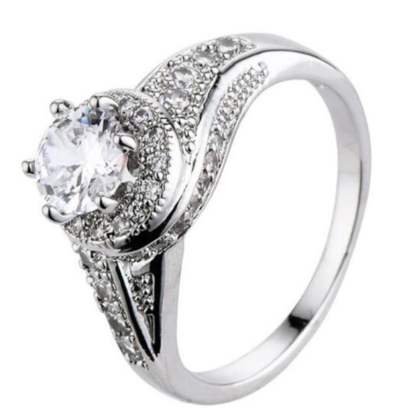 

10 pcs luckyshiine 925 silver women crystal zircon wedding rings unique vintage holiday gift ring jewelry new1098817, Golden;silver