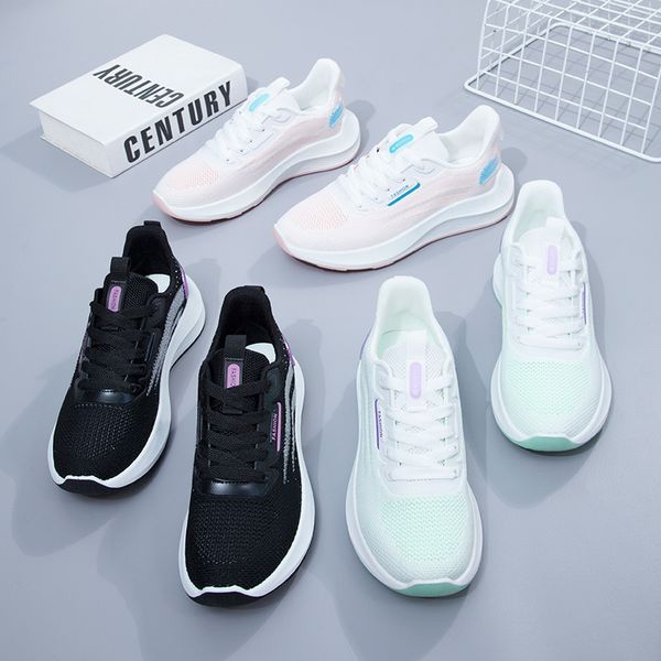 

fly weaving sports shoes women's ins new summer running single shoes fashion wear korean version of women's casual shoes, Black