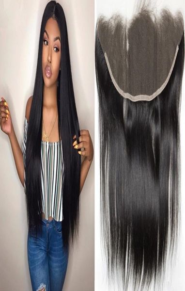 

ear to ear lace frontal closure 13x4 8a natural color virgin brazilian hair straight part closure 7450359, Black;brown