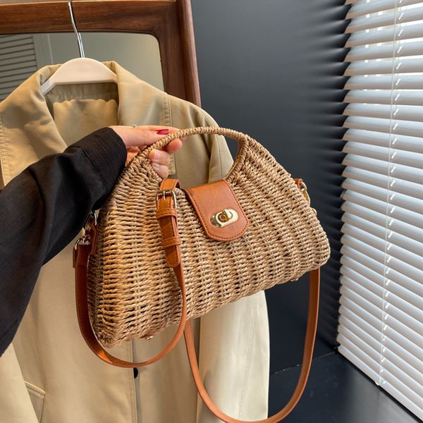 

evening bag crossbody bags summer woven shell andle handmade fashion holiday casual simple elegant lady straw 230713