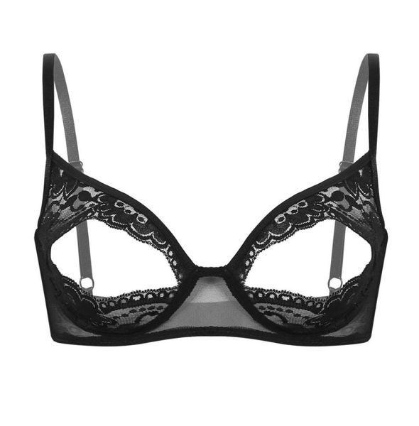 

women female lingerie exotic open bras sissy femme nightwear lace nipple split bralette wire unlined bra 7003646076260, Red;black
