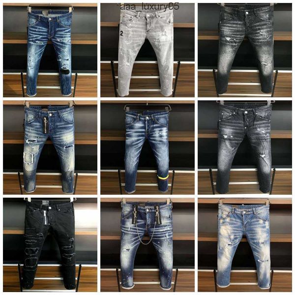 

men denim cool guy designer jeans embroidery pants fashion holes trouser italy size 44-54 dsquare d2 dsqs dsq2s 6iku, Blue