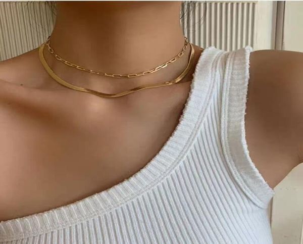 

2 colors 925 sterling silver safely paper clip chain necklace fashion choker jewelry for women wedding gift 09277569844