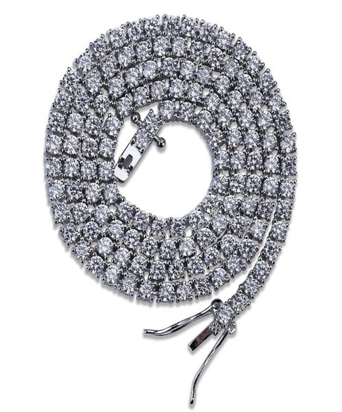 

who 3mm 1624inches iced out bling zircon 1 row tennis chain necklace men hip hop jewelry gold silver charms 91 u23377685