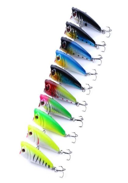 

60mm crank popper fishing lures 6cm 7g 8 hooks fishing tackle minnow lure bait 2 hooks 10 colors popper bait13084464548736