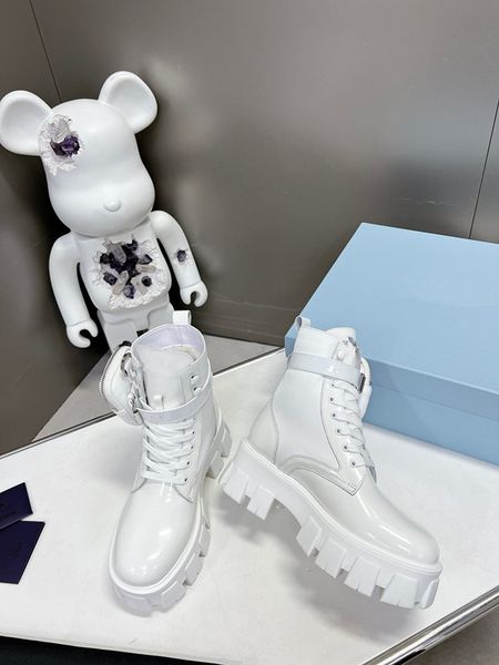 

chelsea boots half boot high shoes knight boots new black leather ankle platform slip-on round flat booties chunky luxury designer for women