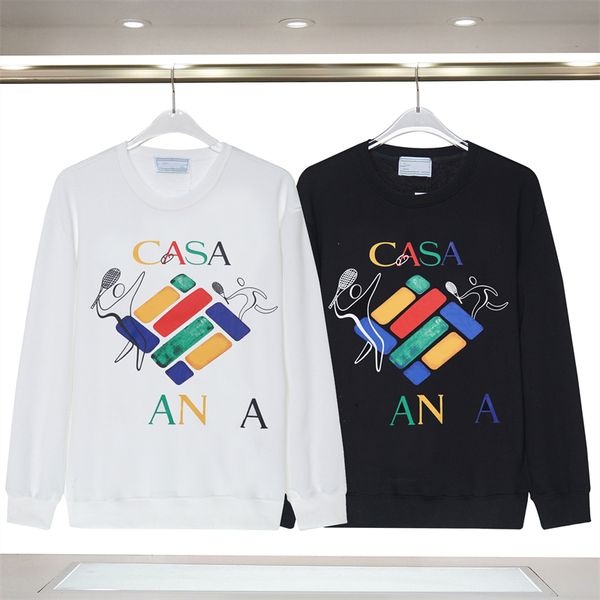 

men sweater 23 autumn/winter new casa design player diamond letter logo colorful pattern printing round neck sweater pure cotton long sleeve, White;black