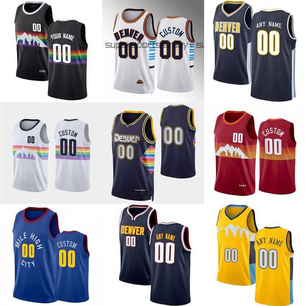 

men women youth denver''nuggets''custom 10 jack white 21 collin gillespie 15 nikola jokic''15 jamal 27 murray, Black;red