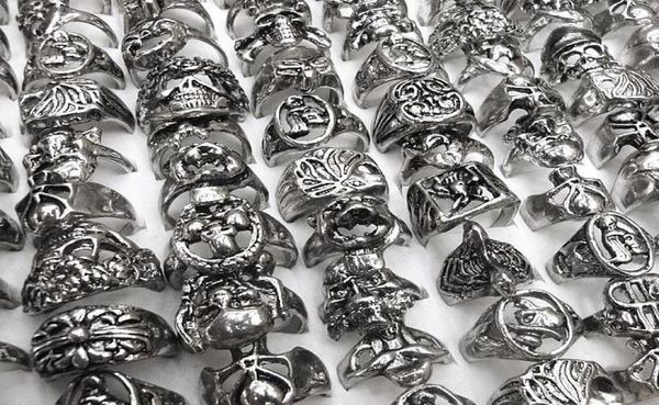 

gothic skull carved biker mixed styles lots mens antisilver rings retro new jewelry r00343418458, Silver