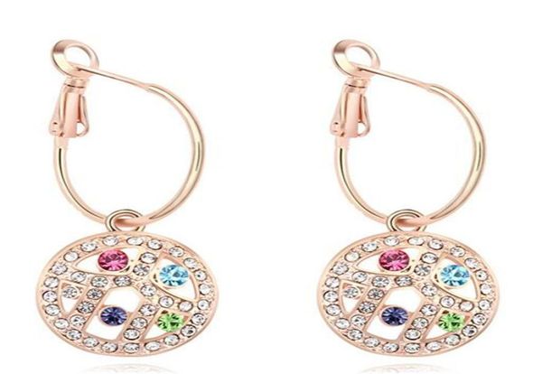 

luxury noblest rhinestone crystal dangle earrings for women 18k champagne gold plated drop earrings prom jewelry 126785027599, Silver