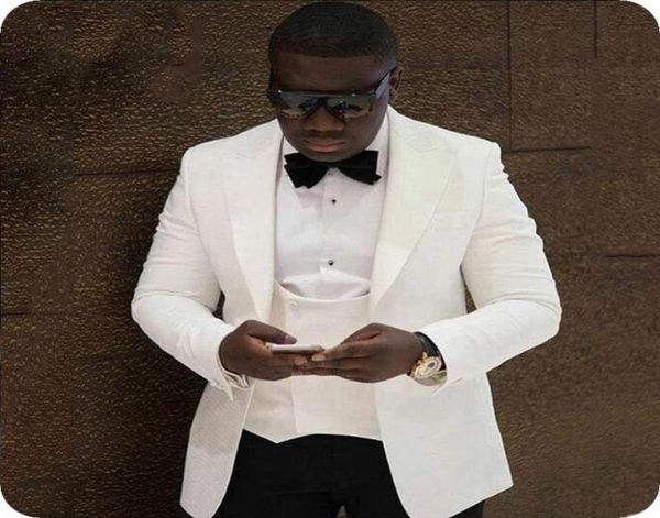 

men suit white wedding groom tuxedo peak lapel man clothing bridegroom attire terno masculino costume homme 3piecejacketpan3661343, Black;gray