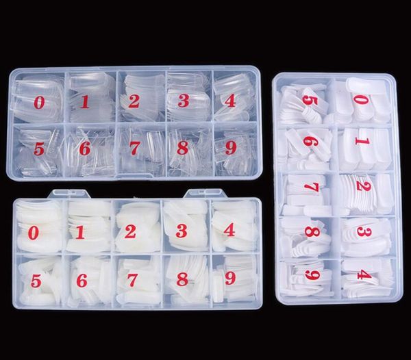 

500pcs natural transparent french false nails acrylic uv gel manicure artificial fake nail art tips finger extension plastic box9705241, Red;gold