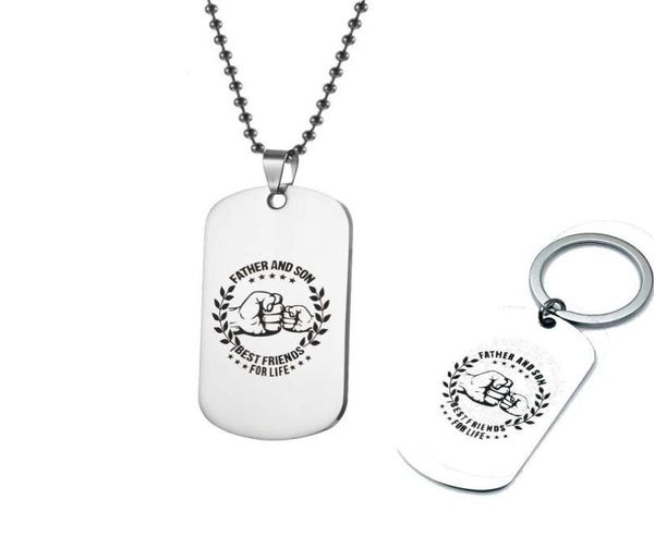 

stainless steel necklace keychain father and son key chain for men military tag ball chain necklace jewelry gift for daddy so8914087, Slivery;golden