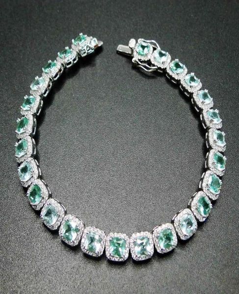 

100 925 sterling silver bracelet tanzanite green spinel 5mm stone women bracelet for gift 2105246667043, Golden;silver