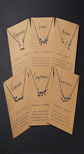 

12 constellation zodiac sign necklace for women silver color jewelry leo libra aries pendant horoscope astrology chain4843482