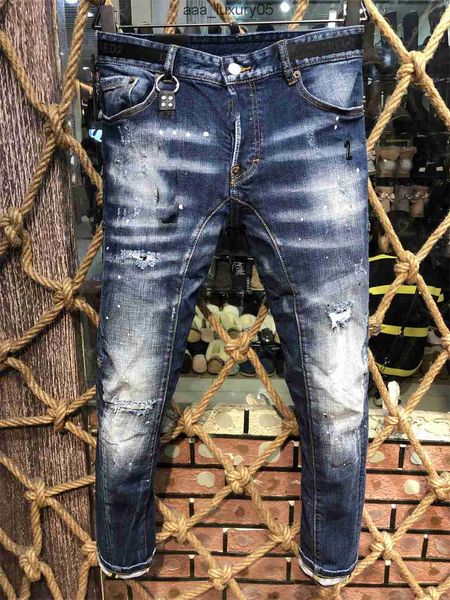 

men denim cool guy designer long jeans embroidery pants holes trouser 2 italy size 44-54 #a215 dsquare d2 dsqs dsq2s gsiu, Blue