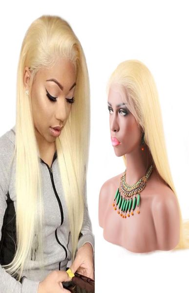 

613 blonde full lace wigs silky straight brazilian preplucked virgin human hair front lace wig for black women 130 150 1805056506, Black;brown