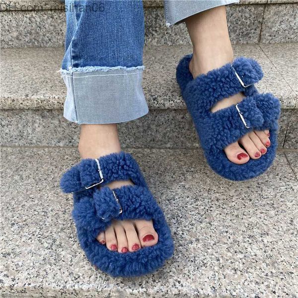 

slippers 2022 women's fur slider summer plush slider women's fluffy uwabaki household slider wholesale direct sales z230713, Black