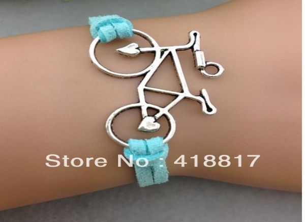 

bicycle charm braceletantique silver braceletwax cords and imitation leather braid bracelet6026290, Golden;silver