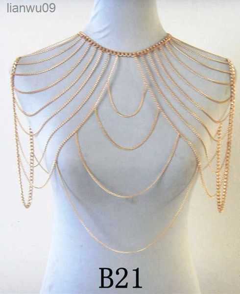 

style a36 gold colour chain double shoulders chain jewelry 3 colors l230704, Silver