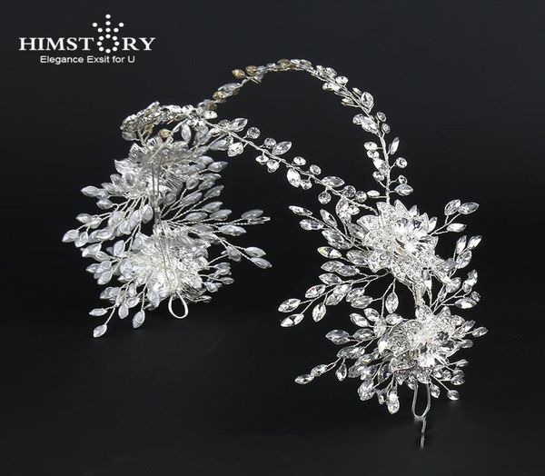 

hair clips barrettes himstory handmade crystal rhinestones tiaras and crowns wedding headband headpiece bridal piece prom pagean5072315, Golden;silver