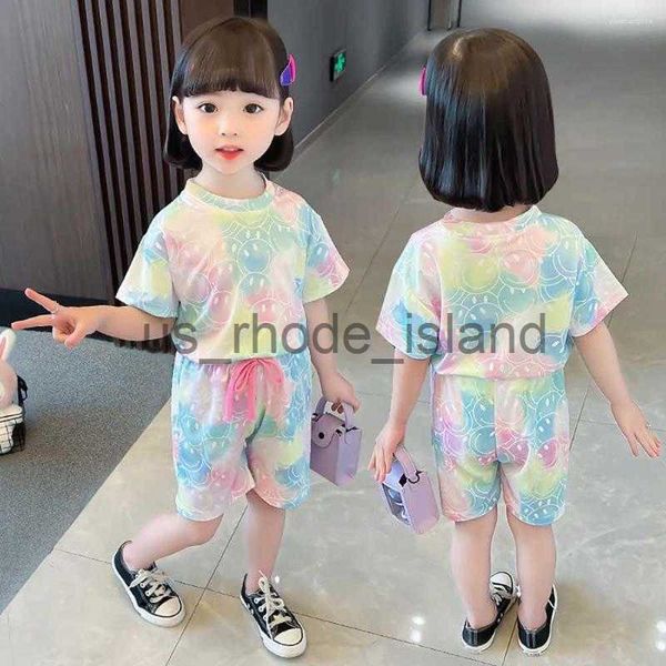 

t-shirts clothing sets 2 pcs novelty summer baby girl sport outfits clothes girls t-shirt shorts children tracksuit for kid x0714, Blue