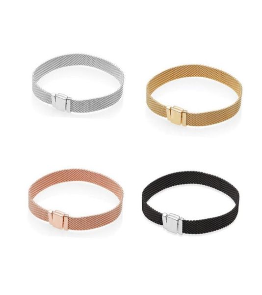 

925 sterling silver fit charms reflexions bracelet oxidised mesh personality cool diy gifts1389758, Black