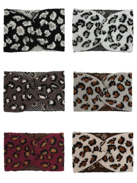 

2020 boho leopard print headbands criss cross knit hair bands elastic head wraps yoga sport headwear headpiece for lady girl3902550