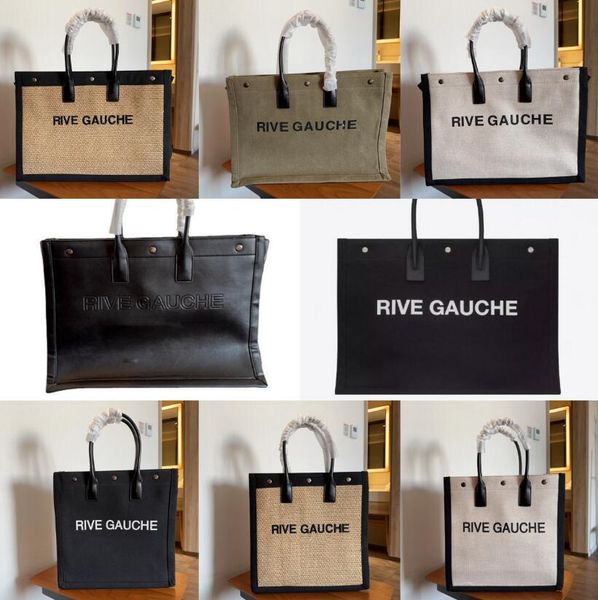 

designer rive gauche tote handbag shopping bag handbags classic linen large beach bags women fashion travel crossbody shoulder satchel rive