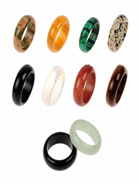 

random mixed 8mm natural stone ring opal turquoises black onyx tiger eye sodalite malachite jewelry gift finger rings for women me3622988, Golden;silver