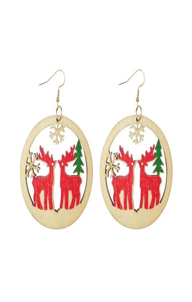 

christmas patterns printing wood earrings for women christmas tree texture wooden disc statement earrings custom fashion jewelry2077182, Silver