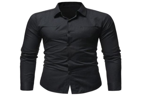 

fashion solid color wave jacquard turndown collar long sleeve slim men039s shirt 394940, White;black
