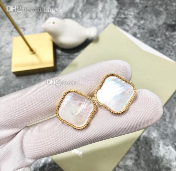

designer van large clover charm stud earrings sweater chain pendant necklace classic love charm couple gift screw party wedding je4579370, Golden