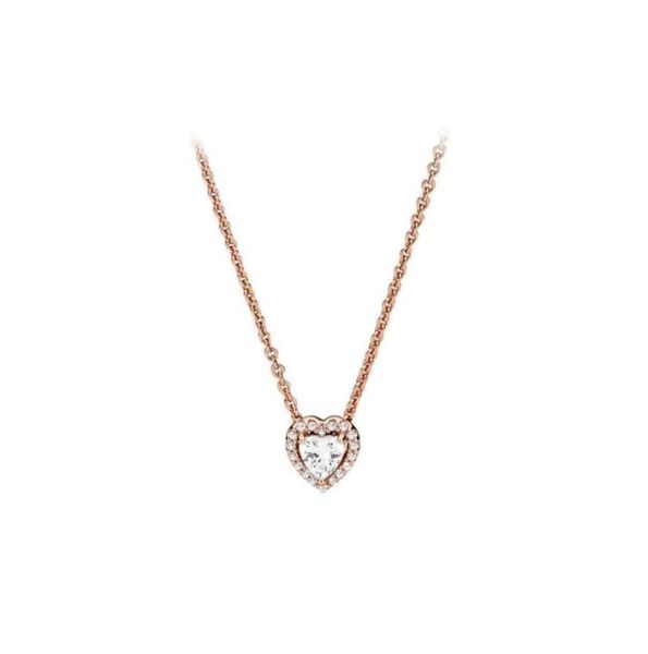 

higt quality 18k rose gold 925 sterling silver signature circle pendant necklace with original box for cz diamond disc chain women jewerly33