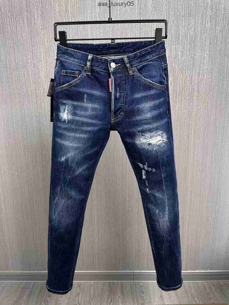 

new fashion icon brand european italy men's slim jeans pants mens denim trousers zipper blue hole pencil pants jeans for men 9885 dsqua