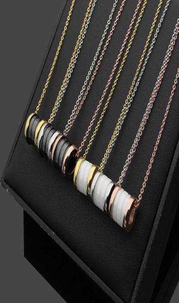 

classic titanium steel black and white ceramic pendant necklaces for women men 18k gold plated love chain necklace fashion accesso6198560, Silver