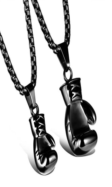 

1pc fighting mens womens solid stainless steel boxing glove pendant necklace box chain7824132, Silver