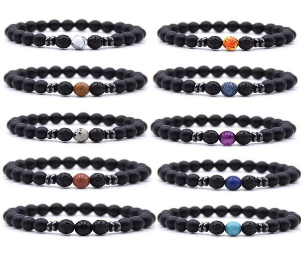

men women 8mm tiger eye energy beads bracelet gift elastic natural stone yoga bracelets bangle 18 styles charm jewelry whole4792576, Black