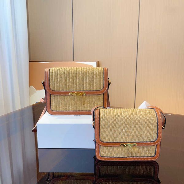 

vintage summer bag women designer straw bags beach handbag cute mini tote fashion metal print flap saddle crossbody shoulder bags 230720