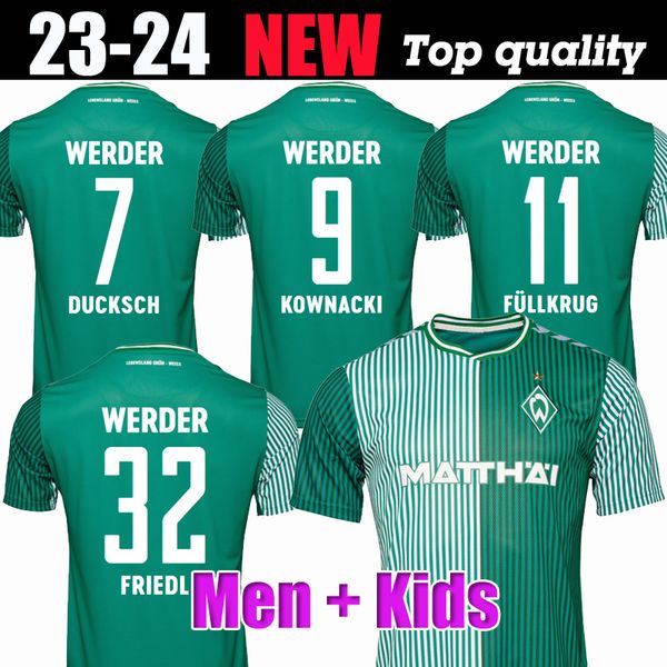 

23 24 werder bremen soccer jerseys weiser kownacki fullkrug 2023 2024 pieper burke buchanan veljkovic ducksch friedl football shirts, Black;yellow