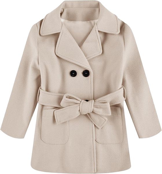 

kids boys girls double breasted notched collar belted wool blend overcoat classic outerwear pea coat, Blue;gray