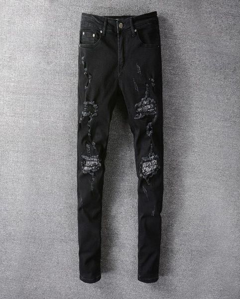 

mens fashion straight slim ripped jeans trousers men streetwear motorcycle biker jean pants size 2938 6663767266, Blue