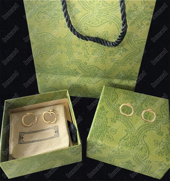 

vintage designer letter charm earrings interlocking alphabet eardrop women simple style studs e party date ear studs with box8452540, Golden