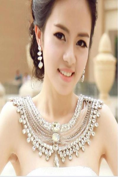 

bridal earings necklace wedding accessories jewel crystal sets 2 pieces 2 set including necklace and earrings1962894, White