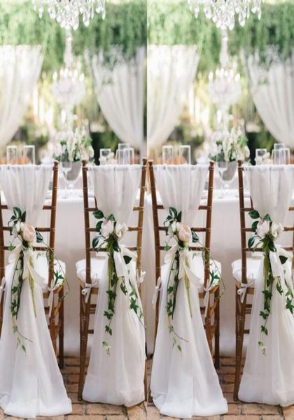 

2018 white chair sashes for weddings 30d chiffon 20065 cm wedding chair covers chiavari chair sashes diy style1806197