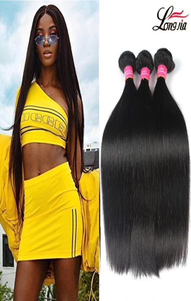 

100 brazilian virgin straight human hair 8a peruvian straight hair 3 or 4 bundles unprocessed india malaysian straight human hair9506641, Black