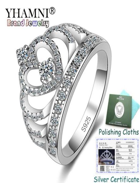 

sent silver certificate 100 925 sterling silver princess queen crown engagement ring luxury cz zircon jewelry kp0172651607, Slivery;golden